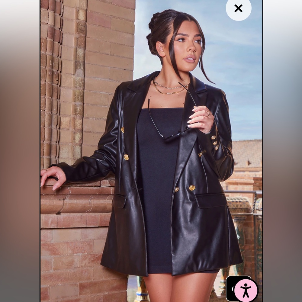 Pretty Little Thing leather military blazer